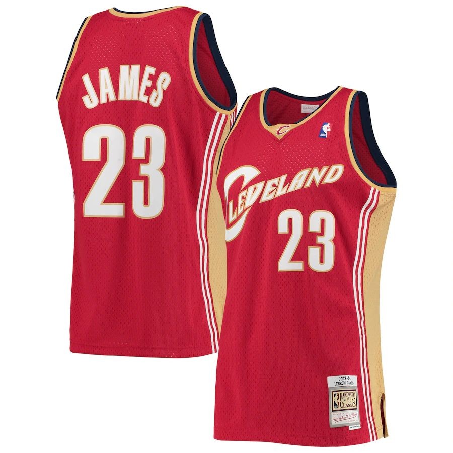 Men’s Cleveland Cavaliers LeBron James Mitchell & Ness Wine 2003-04 Hardwood Classics Swingman Player Jersey