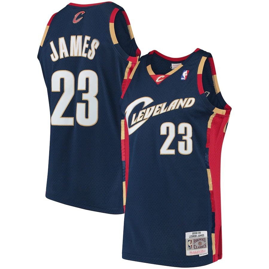 Men’s Cleveland Cavaliers LeBron James Mitchell & Ness Navy 2008-09 Hardwood Classics Swingman Jersey