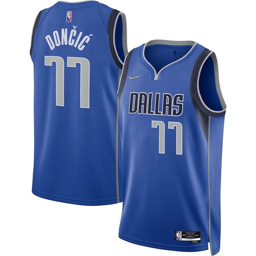 Men’s Dallas Mavericks 77 Luka Doncic Nike Blue 2021-22 Diamond Swingman Jersey – Icon Edition