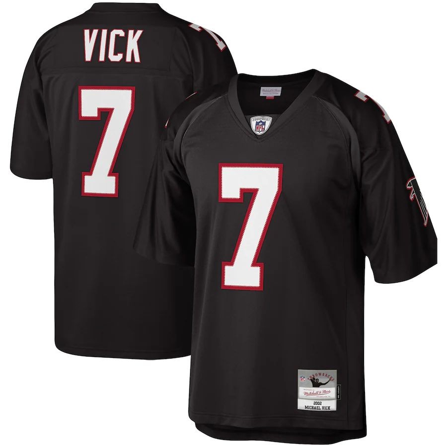 Men’s Atlanta Falcons 7 Michael Vick Mitchell & Ness Black Legacy Replica Jersey