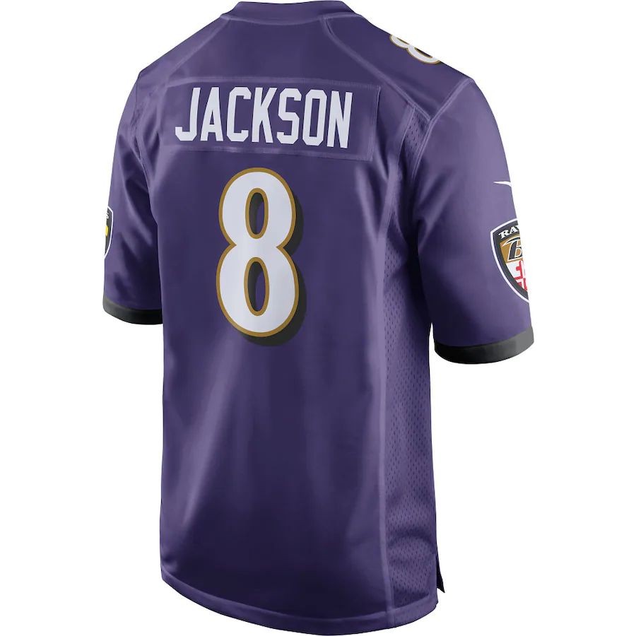 Men’s Baltimore Ravens 8 Lamar Jackson Purple Game Player Jersey