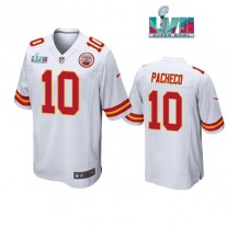 Nike Chiefs 10 Isaih Pacheco White 2023 Super Bowl LVII Vapor Limited Men Jersey