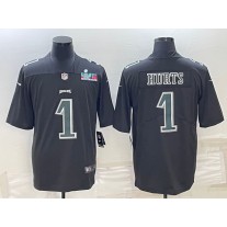 Nike Eagles 1 Jalen Hurts Black 2023 Super Bowl Vapor Limited Men Jersey