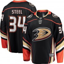 Men's Anaheim Ducks 34 Sam Steel Fanatics Branded Black Team Color Breakaway Player Jersey