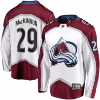 Men's Colorado Avalanche 29 Nathan MacKinnon White Away Premier Breakaway Player Jersey