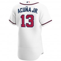 Men's Atlanta Braves 13 Ronald Acuna Jr. White Home Authentic Player Jersey