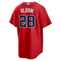 Men's Atlanta Braves 28 Matt Olson Red Alternate Replica Player Jersey