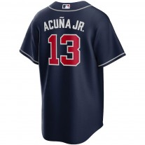 Men's Atlanta Braves Ronald Acuna Jr. Navy Alternate Replica Player Name Jersey