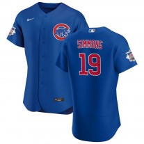 Men's Chicago Cubs 19 Andrelton Simmons Royal Alternate Authentic Jersey