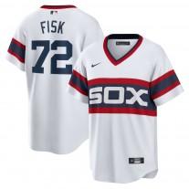 Men's Chicago White Sox 72 Carlton Fisk White Home Cooperstown Collection Team Player Jersey