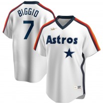 Men's Houston Astros 7 Craig Biggio White Home Cooperstown Collection Logo Player Jersey