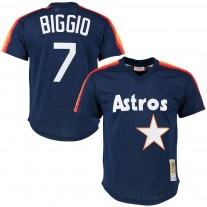 Men's Houston Astros Craig Biggio Mitchell & Ness Navy Cooperstown Mesh Batting Practice Jersey