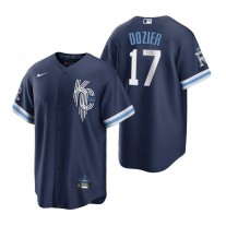 Kansas City Royals Hunter Dozier Navy 2022 City Connect Game Jersey