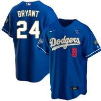 Men's Los Angeles Dodgers 8-24 Kobe Bryant Royal Gold Jersey