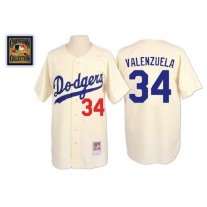 Men's Los Angeles Dodgers Fernando Valenzuela Cream Throwback Baseball Jersey