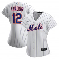 Women's New York Mets 12 Francisco Lindor White Home Replica Player Jersey