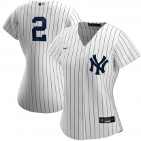Women's New York Yankees 2 Derek Jeter White Home Replica Player Jersey