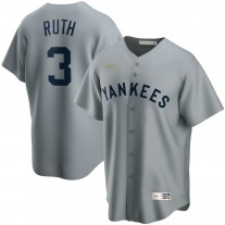 Men's New York Yankees Babe Ruth Gray Road Cooperstown Collection Player Jersey
