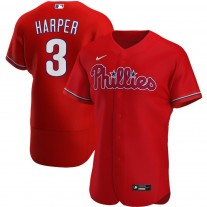 Men's Philadelphia Phillies 3 Bryce Harper Red Alternate Authentic Player Jersey