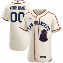 Custom men's San Francisco Giants Authentic Sea Lions Throwback 1946 Home Cream Jersey