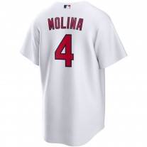 Men's St. Louis Cardinals 4 Yadier Molina White Home Replica Player Name Jersey
