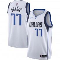 Men's Dallas Mavericks 77 Luka Doncic White Swingman Jersey - Association Edition