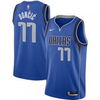 Men's Dallas Mavericks 77 Luka Doncic Royal Swingman Jersey - Icon Edition