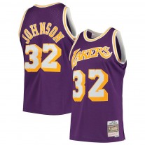 Men's Los Angeles Lakers Magic Johnson Mitchell & Ness Purple 1984-85 Hardwood Classics Swingman Player Jersey