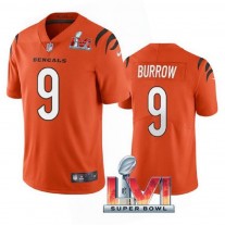 Men's Cincinnati Bengals 9 Joe Burrow Orange Vapor Limited Stitched Jersey