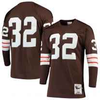 Men's Cleveland Browns 32 Jim Brown Mitchell & Ness Brown 1964 Throwback Jersey