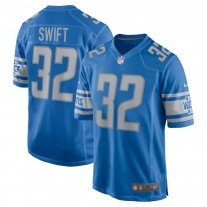 Men's Detroit Lions 32 D'Andre Swift Blue Game Jersey