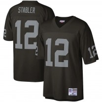 Men's Las Vegas Raiders 12 Ken Stabler Mitchell & Ness Black Legacy Replica Jersey