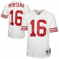 Mens San Francisco 49ers 16 Joe Montana Mitchell & Ness White Throwback Jersey