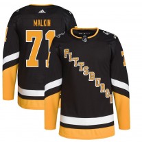 Men's Pittsburgh Penguins 71 Evgeni Malkin adidas Black Alternate Primegreen Authentic Pro Player Jersey