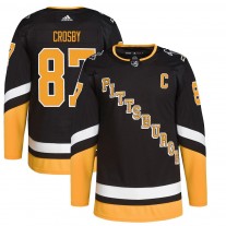 Men's Pittsburgh Penguins Sidney Crosby adidas Black 2022 Alternate Primegreen Authentic Pro Player Jersey