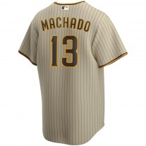 Men's San Diego Padres 13 Manny Machado Tan Alternate Replica Player Jersey