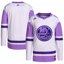 New York Islanders Hockey Fights Cancer Primegreen Men Jersey - White/Purple