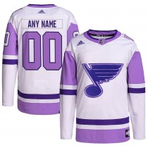 St. Louis Blues Hockey Fights Cancer Primegreen Custom Men Jersey - White/Purple