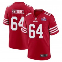 Jake Brendel 64 San Francisco 49ers Super Bowl LVIII Patch Game Men Jersey - Scarlet