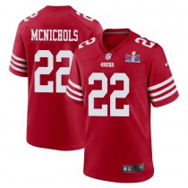 Jeremy McNichols 22 San Francisco 49ers Super Bowl LVIII Patch Game Men Jersey - Scarlet