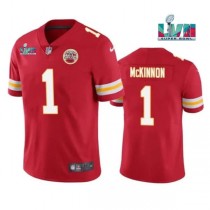 Nike Chiefs 1 Jerick McKinnon Red 2023 Super Bowl LVII Vapor Limited Men Jersey