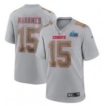 Nike Chiefs 15 Patrick Mahomes Gray 2023 Super Bowl LVII Vapor Limited Men Jersey