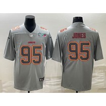 Nike Chiefs 95 Chris Jones Grey 2023 Super Bowl Vapor Limited Men Jersey