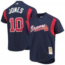 Men's Atlanta Braves Chipper Jones Mitchell & Ness Navy Cooperstown Collection Mesh Batting Practice Jersey