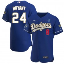 Men's Los Angeles Dodgers 8-24 Kobe Bryant Royal Gold Authentic Baseball Jersey