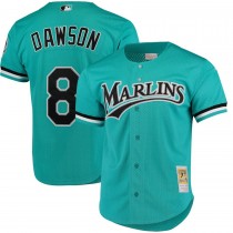 Men's Florida Marlins Andre Dawson Mitchell & Ness Teal Fashion Cooperstown Collection Mesh Batting Practice Jersey