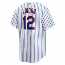 Men's New York Mets 12 Francisco Lindor White Home Replica Player Jersey