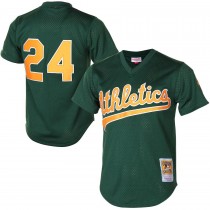 Men's Oakland Athletics Rickey Henderson Mitchell & Ness Green 1998 Cooperstown Mesh Batting Practice Jersey