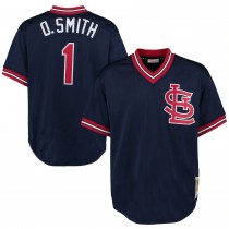 Men's St. Louis Cardinals Ozzie Smith Mitchell & Ness Navy 1994 Authentic Cooperstown Collection Mesh Batting Practice Jersey