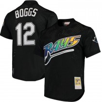 Men's Tampa Bay Rays Wade Boggs Mitchell & Ness Black Cooperstown 1991 Mesh Batting Practice Jersey